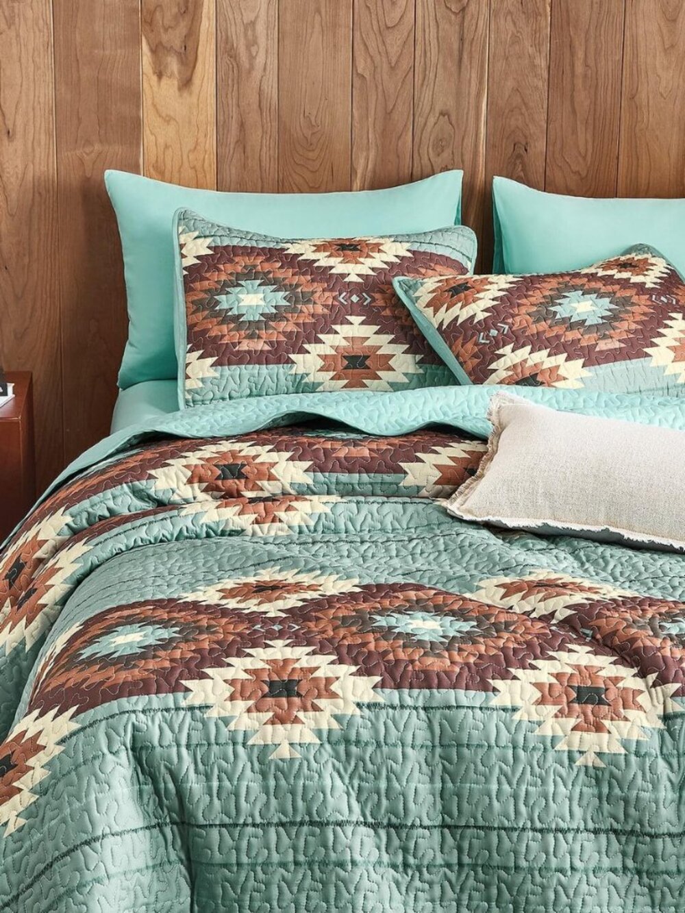 Western Quilt Set, Aztec Southwestern Rustic Farmhouse Country Cabin with